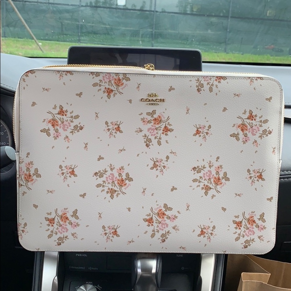 COACH LAPTOP SLEEVE WITH ROSE BOUQUET PRINT